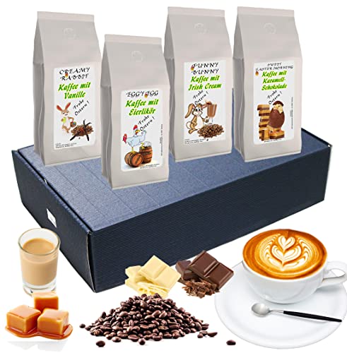 C&T – Oster Kaffee-Geschenkset mit 4 x 200 g aromatisierten Röstkaffees in Geschenkbox von C&T