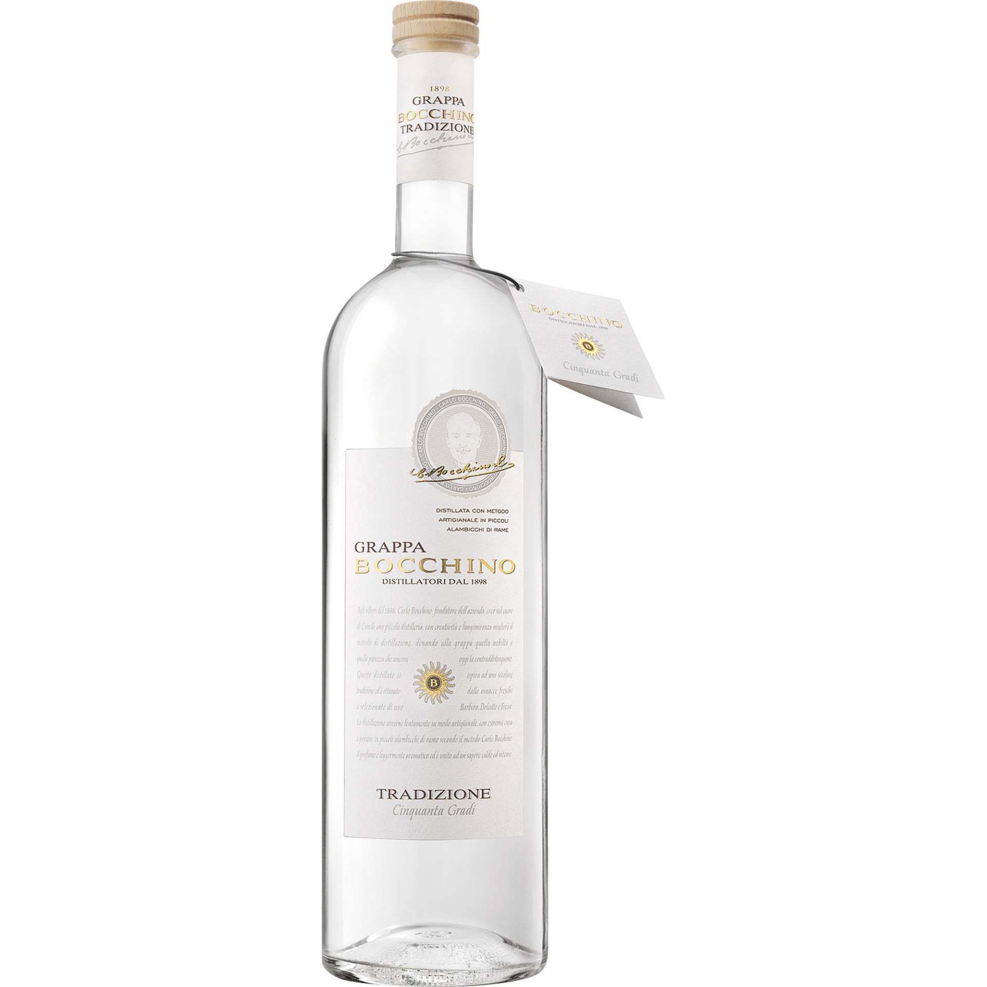 Grappa Bocchino Tradizione No.50, 1,0 L, 50% vol, Piemont, Spirituosen von C. Bocchino & C.S.p.A., IT-14053 Canelli (AT)