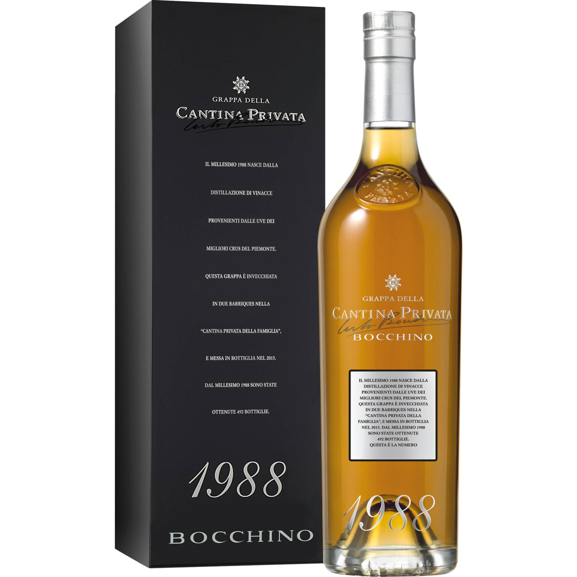 Grappa della Cantina Privata 1988, 0,7 L, 47,5% vol, Piemont, 1988, Spirituosen von C. Bocchino & C.S.p.A., IT-14053 Canelli (AT)
