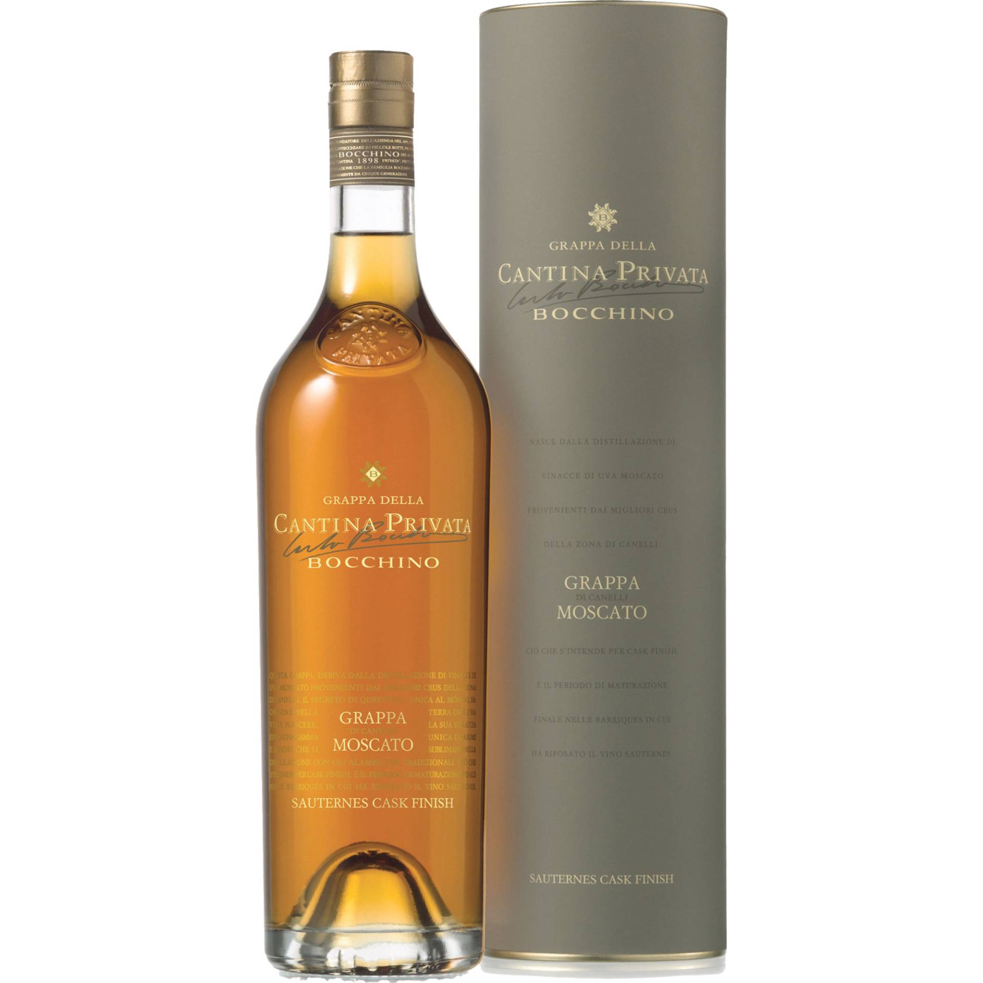 Grappa di Moscato Sauternes Cask Finish, Piemont, Piemont, Spirituosen von "C. Bocchino & C.S.p.A.",14053,"Canelli (AT)",Italien