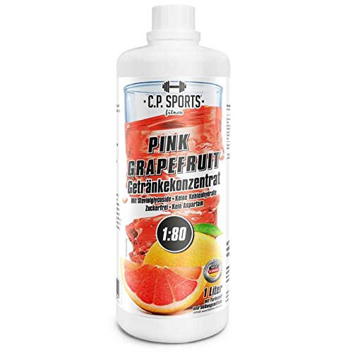 C.P. Sports Getränkesirup für Mineraldrink I Sirup zuckerfrei für Vital-Drink PINK-GRAPEFRUIT mit Vitaminen I Getränkekonzentrat zum Mischen mit Wasser für Sport-Getränk I 1 Liter + Pumpspender von C.P.Sports