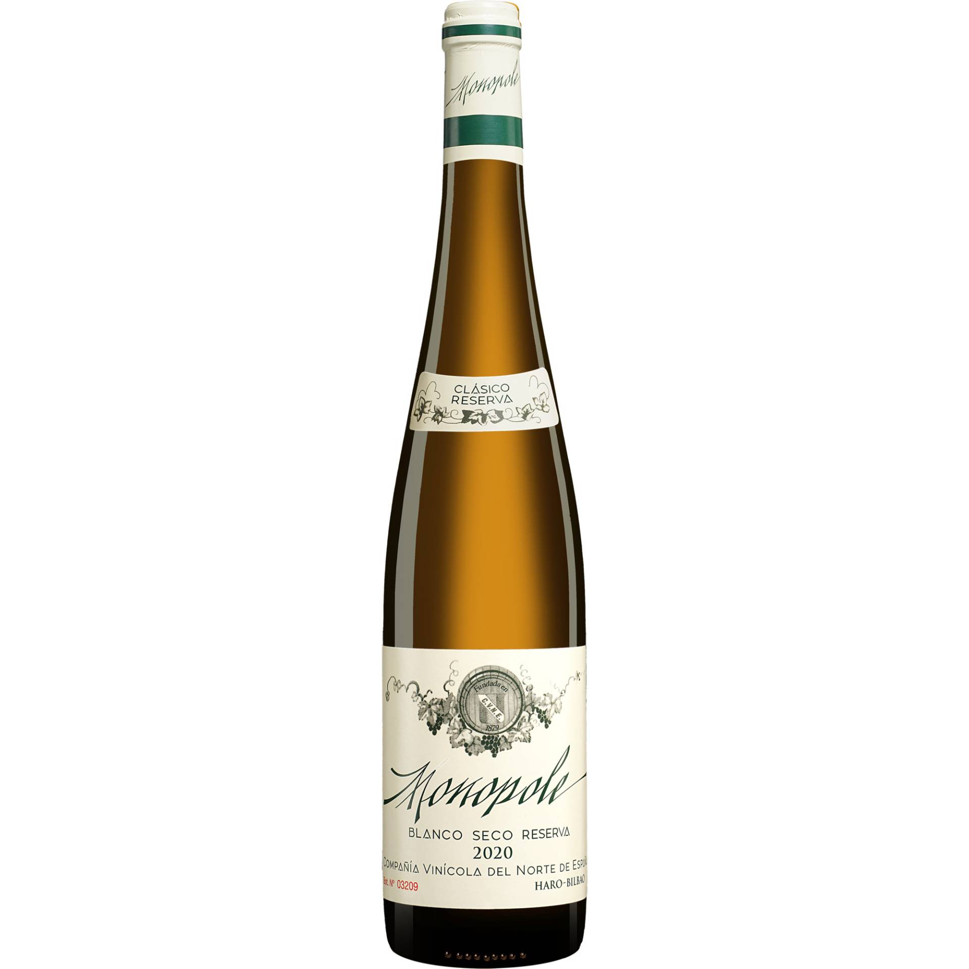 Cune Monopole Blanco Clásico Seco Reserva 2020  0.75L 13.5% Vol. Weißwein Trocken aus Spanien von C.V.N.E.