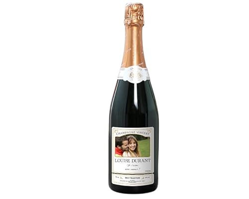 CADEAUX.COM - Personalisierte Champagnerflasche - Foto - Geschenk Party, Geburtstag, Weihnachten - Geburtstagsgeschenk Geschenk Mann oder Frau - Chanpagne Brut Tradition Vincent père et fils von CADEAUX.COM