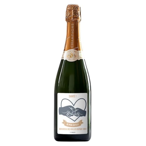 CADEAUX.COM - Personalisierte Champagnerflasche - Von Vater zu Tochter - Geschenk Party, Weihnachten - Geburtstagsgeschenk Geschenk Mann oder Frau - Chanpagne Brut Tradition Vincent père et fils von CADEAUX.COM