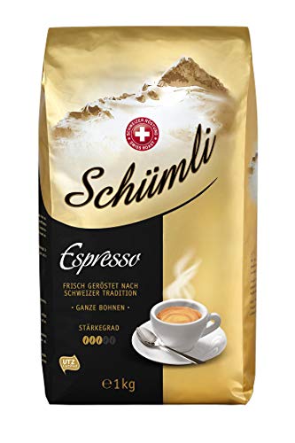Schümli Espresso Ganze Kaffeebohnen 1kg - Stärkegrad 3/5 - UTZ-zertifiziert , 1kg (1er Pack) medium roast von Schümli