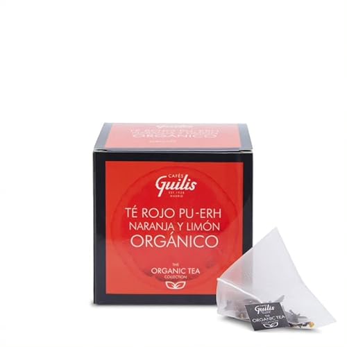 CAFES GUILIS DESDE 1928 AMANTES DEL CAFE Bio Pu Erh Roter Tee mit Orange und Zitrone in Blattbox 15 Pyramiden - Pack 4 von CAFES GUILIS DESDE 1928 AMANTES DEL CAFE