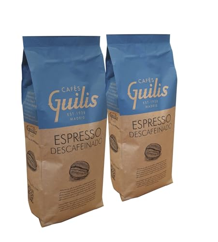 CAFES GUILIS DESDE 1928 AMANTES DEL CAFE Intensive entkoffeinierte natürliche Bohnenkaffeemischung Packung mit 2 kg von CAFES GUILIS DESDE 1928 AMANTES DEL CAFE