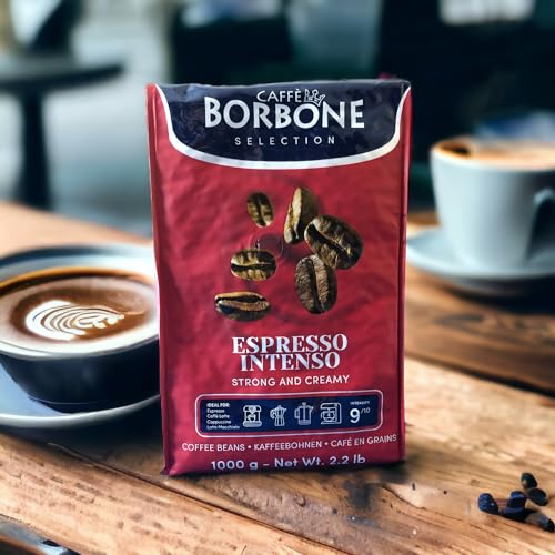 Caffè Borbone Espresso Intenso ganze Kaffeebohnen 1,0 kg | Intensive Karamellnote langanhaltender Nachgeschmack | mittlere Röststufe 1000g Beutel von CAFFÈ BORBONE