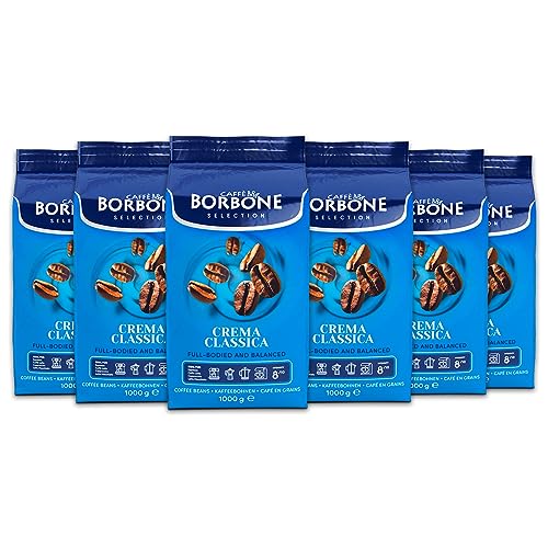 Caffè Borbone Selection Crema Classica ganze Kaffeebohnen 6x1000g | Schokoladig im Geschmack mittlere Röststufe 50% Arabicabohnen 50% Robustabohnen 6000g Kaffee von CAFFÈ BORBONE