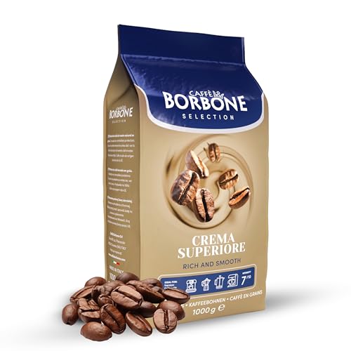 Caffè Borbone Selection Crema Superiore ganze Kaffeebohnen 1000g | Nussig Geschmack mittlere Kaffee-Röststufe 60% Arabica 40% Rosbusta 1Kg Beutel von CAFFÈ BORBONE