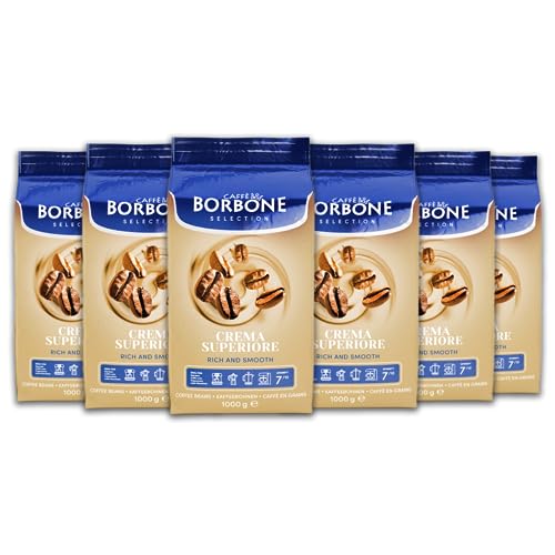 CAFFÈ BORBONE Selection Crema Superiore ganze Kaffeebohnen 6x1000g | Nussig im Geschmack mittlere Röststufe 60% Arabica 40% Rosbusta Bohnen von CAFFÈ BORBONE