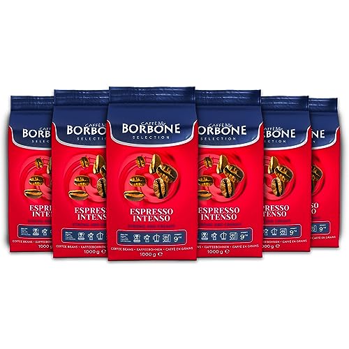 CAFFÈ BORBONE Selection Espresso Intenso ganze Kaffeebohnen 6x1000g | Karamell intensiv im Geschmack mittlere Röststufe 100% Rosbusta-Bohnen von CAFFÈ BORBONE