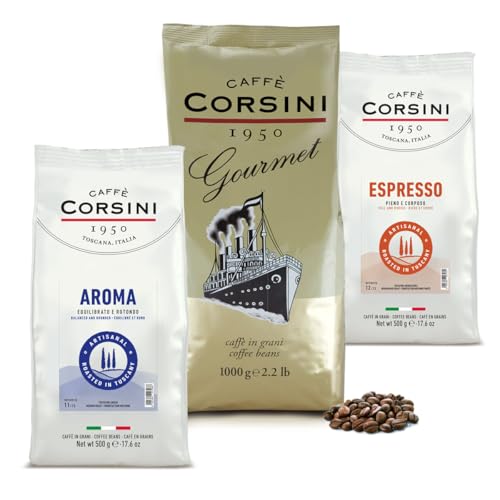 Caffè Corsini - Set Aromatische Kaffeebohnen Der Perfekte Morgen, Ausgewählter Kaffee, 2x500g + 1Kg Gesamtes Set 2Kg von CAFFÈ CORSINI 1950