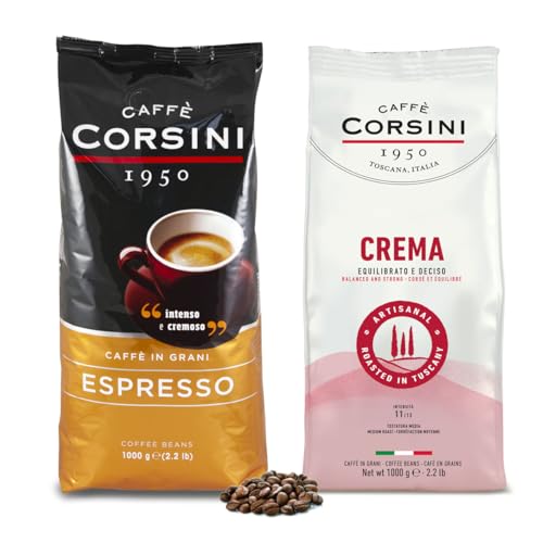 Caffè Corsini - Set Kaffeebohnen cremig hausgemachte süsse hausgemachte, Espresso, Geröstet, 2x1Kg Gesamtset 2Kg von CAFFÈ CORSINI 1950