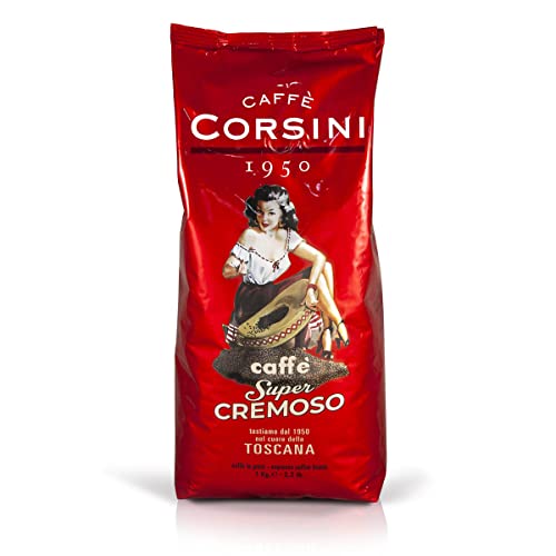 Corsini Caffe Super Cremoso in Grani italienischen Espresso Bohnen - Mischung aus erstklassigen Kaffeesorten für einen vollmundigen Kaffee mit starkem Charakter und lang anhaltendem Nachgeschmack von CAFFÈ CORSINI 1950