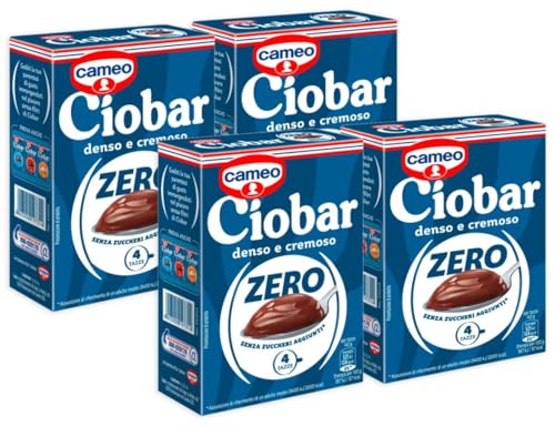 4 x Cameo Ciobar Zero, vorbereitet für heiße Schokolade mit Null Zucker, dicht und cremig, Box mit 5 Beuteln, 76 g [4 Packungen] von CAIYA