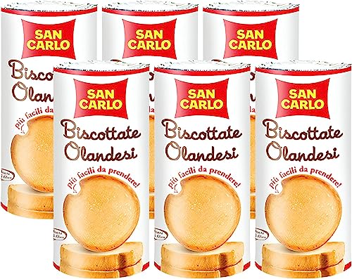 6 x San Carlo Scheiben Holländischer Keks, goldfarben, bröckelig, knusprig 125 g [6 Packungen] von CAIYA