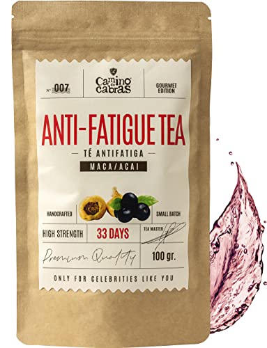 Rooibos Tee lose Bei Müdigkeit und Erschöpfung - Für Aktive Männer und Frauen - Energie & konzentration - Maca, Acai, Goji Beeren, Chili, Süßholzwurzel, Hibiscus - Kräutertee Natürliche Zutaten 100g von CAMINO DE CABRAS