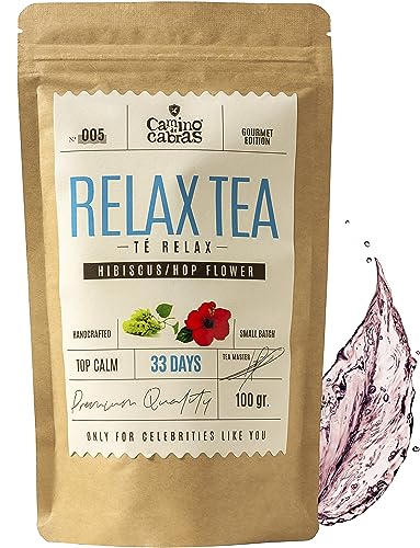 SCHLAF TEE - Relax Tee - Kräutertee Lose Entspannung - Anti Stress Tee - Schlaf und Nerventee - Johanniskraut, Hibiskus, Kamille, Fenchel, Kardamom - Abend Tee - 100% Natürlichen Zutaten, 100 Gramm von CAMINO DE CABRAS