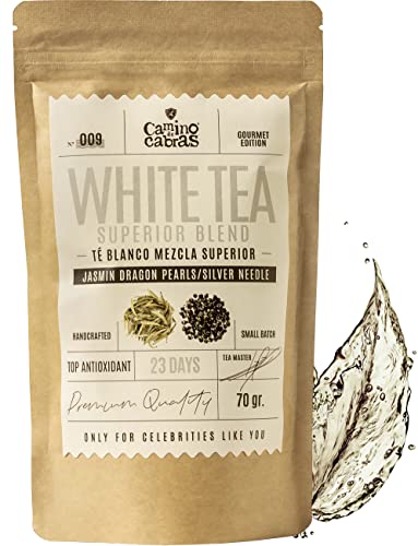 Nº009 WHITE TEA SUPERIOR BLEND - White Tea Superior Blend - QUELLE VON VITAMINEN UND MINERALEN - Antioxidantien-Aufguss - 23 Tage - 100% natürliche Inhaltsstoffe - 70 gr Beutel. von CAMINO DE CABRAS