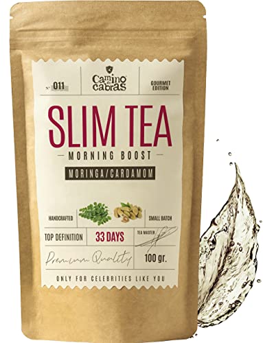 SLIM TEA - Abnehmen Schnell & Fettverbrenner - Morgen Tee - Grüner Tee lose, Moringa, Mate, Ingwer, Löwenzahn, Schachtelhalm, Brennessel, Guarana, Kardamom, Antioxidantien - Natürliche Zutaten 100g von CAMINO DE CABRAS