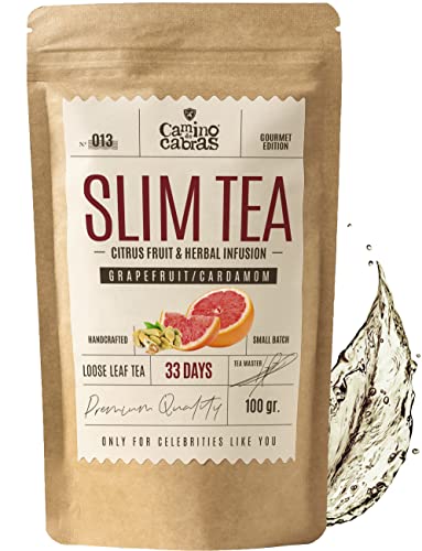 SLIM TEA Grapefruit - Körper Entgiften & Abnehmen Schnell - Detox Tee - Grüner Tee Lose, Guarana, Matcha, Mate, Ingwer, Löwenzahn, Brennessel, Mango, Kardamom - Kräutertee, Natürliche Zutaten 100g von CAMINO DE CABRAS