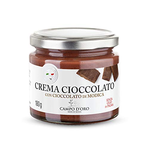 CAMPO D'ORO | Streichfähige Creme, Schokoladenaufstrich 180 gr. Schokoladencreme, süß mit Modica IGP Schokolade. Samtig und cremig zum Frühstück. 100 % Made in Italy von CAMPO D'ORO