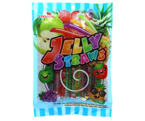 · CANDYBOX · Fruchtgummistäbchen Speshow Jelly Straws + Warheads lutscher - Geleefruchtstreifen – Challenge Long Jellys - Kaubonbon-Stangen - Soft-Kaustangen mit Frucht - 300 ml 1 Stück von · CANDYBOX ·