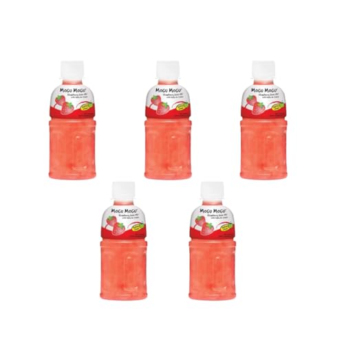 · CANDYBOX · Kohlensäurefreies Getränk Mogu Mogu - Fruchtgeschmack - mit Floating Gelees aus Kokosnusswasser - Asiatische Süßigkeiten - Erdbeere mit Nata De Coco - 1600 ml 5 Stück von · CANDYBOX ·
