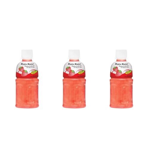 · CANDYBOX · Kohlensäurefreies Getränk Mogu Mogu - Fruchtgeschmack - mit Floating Gelees aus Kokosnusswasser - Asiatische Süßigkeiten - Erdbeere mit Nata De Coco - 960 ml 3 Stück von · CANDYBOX ·