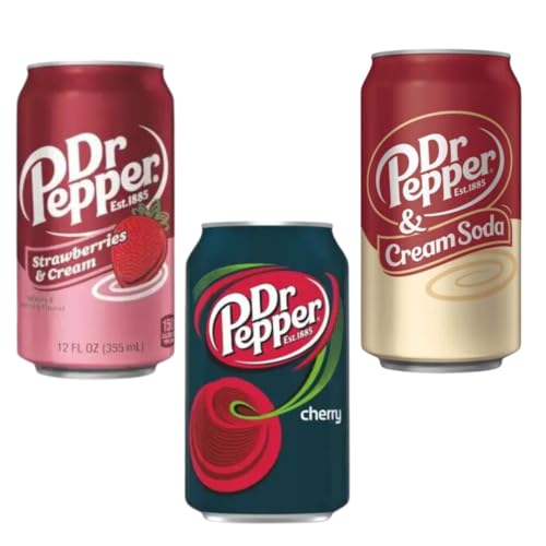 · CANDYBOX · Kohlensäurehaltiges Getränk Dr Pepper - Amerikanische Süßigkeiten - Erfrischungsgetränk - Getränke Dosen - Geschmack Mix Cream Soda, Strawberries Cream, Cherry - 1065ml 1 Stück von · CANDYBOX ·