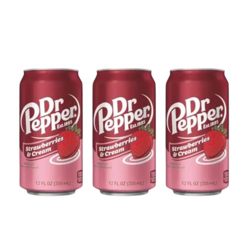 · CANDYBOX · Kohlensäurehaltiges Getränk Dr Pepper - Amerikanische Süßigkeiten - Erfrischungsgetränk - Getränke Dosen - Party Getränke - Geschmack Strawberry Cream Soda - 1065ml 3 Stück von · CANDYBOX ·