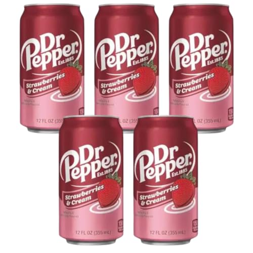 · CANDYBOX · Kohlensäurehaltiges Getränk Dr Pepper - Amerikanische Süßigkeiten - Erfrischungsgetränk - Getränke Dosen - Party Getränke - Geschmack Strawberry Cream Soda - 1775ml 5 Stück von · CANDYBOX ·
