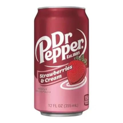 · CANDYBOX · Kohlensäurehaltiges Getränk Dr Pepper - Amerikanische Süßigkeiten - Erfrischungsgetränk - Getränke Dosen - Party Getränke - Geschmack Strawberry Cream Soda - 355ml 1 Stück von · CANDYBOX ·