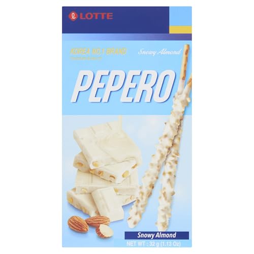 · CANDYBOX · Lotte Asiatische Kekse mit Schokolade Süßer Snack Pepero Schnee Mandel 32g Asiatische Kekse in weiße Schokolade getaucht mit Mandelstückchen von · CANDYBOX ·