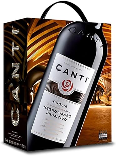 Canti - Italienischer Negroamaro Primitivo I.G.T. 12%, Rotwein, süßer und runder Geschmack mit Noten von brombeeren und roten Blumen, 3x300 ml von CANTI