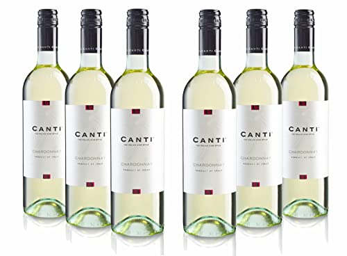 Canti - Italienischer Chardonnay weißer trockener Wein, frischer Geschmack mit fruchtiger Note und noten von Zitrusfrüchten und Äpfeln, 6x750 ml von CANTI