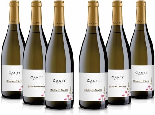 Canti - Weißer D.O.C.G. Spritzwein, Moscato d'Asti, italienische Traubensorte aus Piemont, fruchtiger und süßer Geschmack, 6x750 ml von CANTI