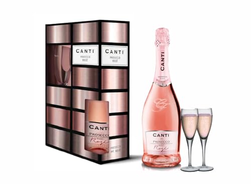 Canti - Prosecco D.O.C. Millesimato, Rosé sekt extra Trocken, Geschenkpackung mit zwei gläsern, italienische Glera und Pinot Noir Rebsorten aus Veneto, frischer und süßer Geschmack, 1x750 ml Canti - Prosecco D.O.C. Millesimato, Rosé sekt extra Trocken, Geschenkpackung mit zwei gläsern, italienische Glera und Pinot Noir Rebsorten aus Veneto, frischer und süßer Geschmack, 1x750 ml von CANTI