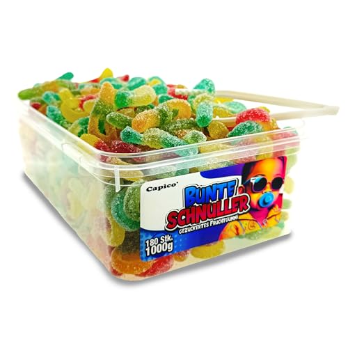 Capico Bunte Schnuller gezuckertes Fruchtgummi (1000g) in Dose, Halal von CAPICO