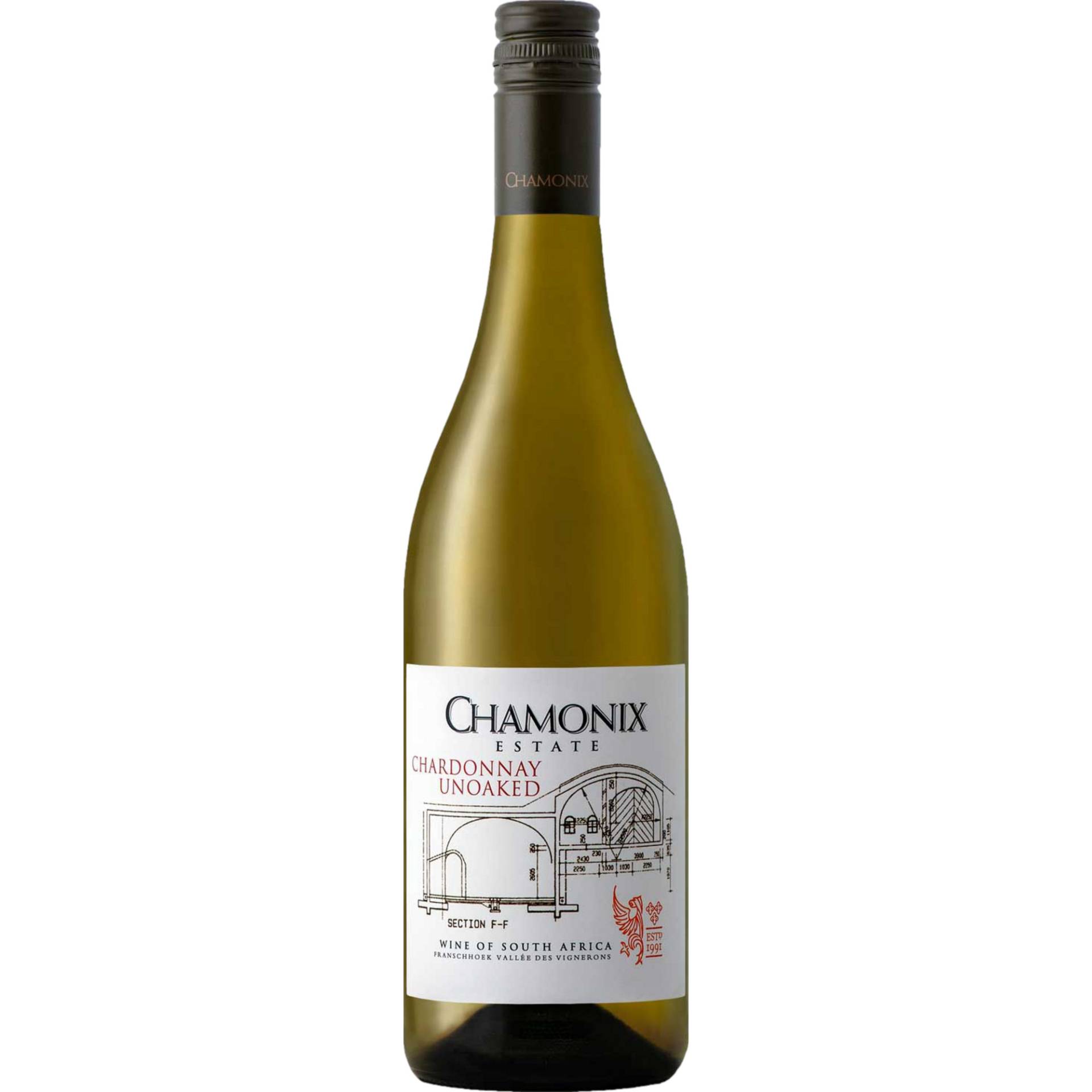 Chamonix Chardonnay Unoaked, WO Franschhoek, Western Cape, 2023, Weißwein von CAPREO GmbH- Gildeweg 10- 46562 Voerde- Deutschland / Chamonix, Uitkyk St 40, 7690 Franschhoek, Südafrika