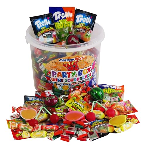 Süßigkeiten – Mix Party Box ohne Schokolade mit 1kg, für Kindergeburtstag mit 6 Kinder, 1er Pack (1 x 1 kg), Süßigkeiten Großpackung von CAPTAIN PLAY