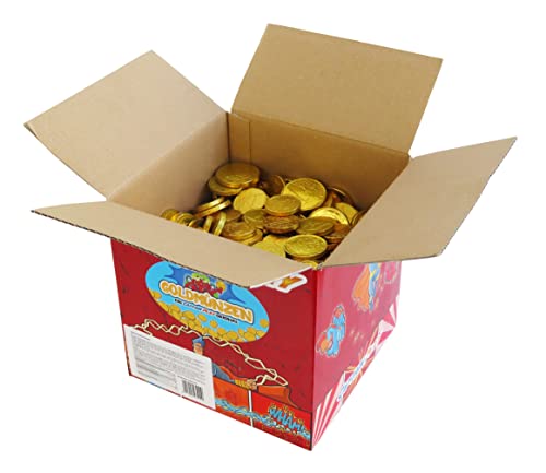 CAPTAIN PLAY Goldmünzen, 4kg Wurfmaterial Karneval, 560 Goldmünzen Schokolade in Einzelverpackung, Süßigkeiten Großpackungen von CAPTAIN PLAY