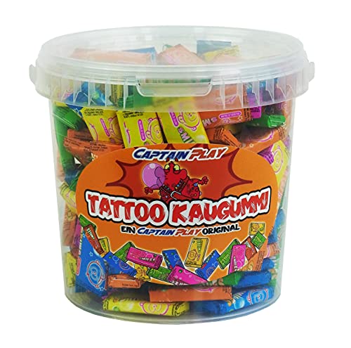 CAPTAIN PLAY Party Box Tattoo Kaugummi, 475g Retro Süßigkeiten von CAPTAIN PLAY