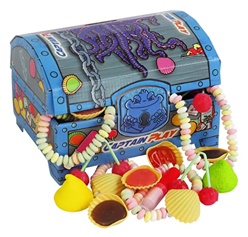 CAPTAIN PLAY | Retro Süßigkeiten Schatztruhe| Retro Süßigkeiten Box mit 400g Nostalgie-Süßigkeiten in Einzelverpackung von CAPTAIN PLAY