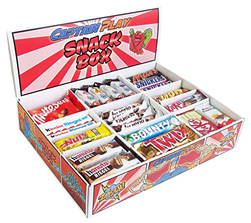 CAPTAIN PLAY | Snack Box mit 80 Schokoriegeln in 14 verschiedenen Sorten | 2,4 kg Süßigkeiten Box von CAPTAIN PLAY