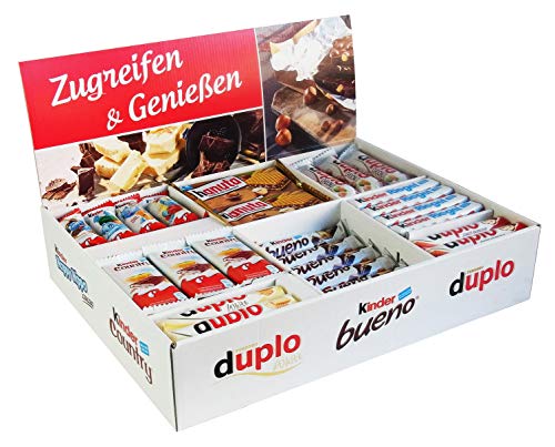 Ferrero Top Brand Box mit 78 Riegeln in 8 Sorten, mit Kinder Bueno, Kinder Country, Kinder Riegel, Duplo und Hanuta, 1er Pack (1 x 2kg) von CAPTAIN PLAY