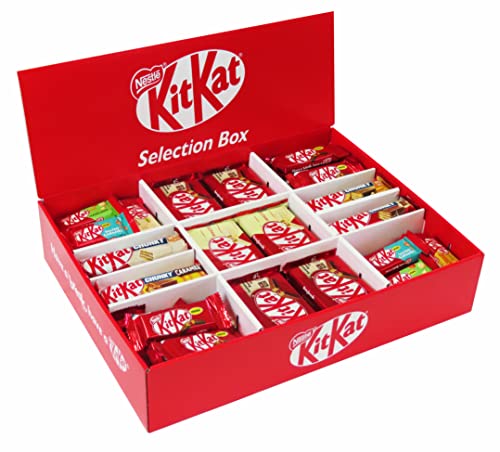 KitKat Selection Box mit 104 KitKat Spezialitäten in 9 Sorten, mit KitKat Chunky, KitKat Mini und KitKat White, KitKat Süßigkeiten Mix mit 2,9kg von CAPTAIN PLAY