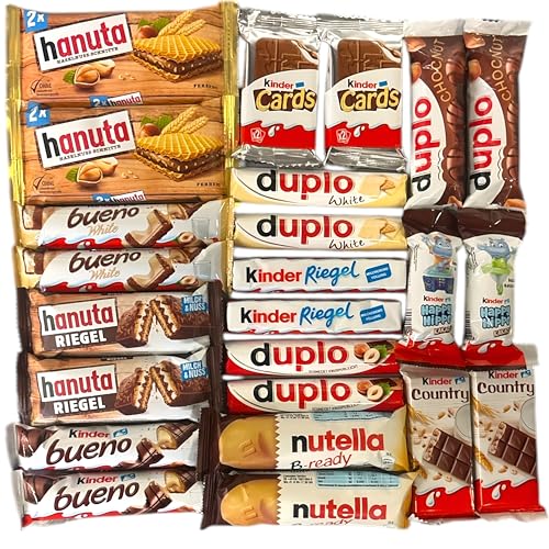 Süßigkeiten – Mix Party Box mit Ferrero Kinder, Duplo & Hanuta Spezialitäten, 1er Pack (1 x 620g) von CAPTAIN PLAY