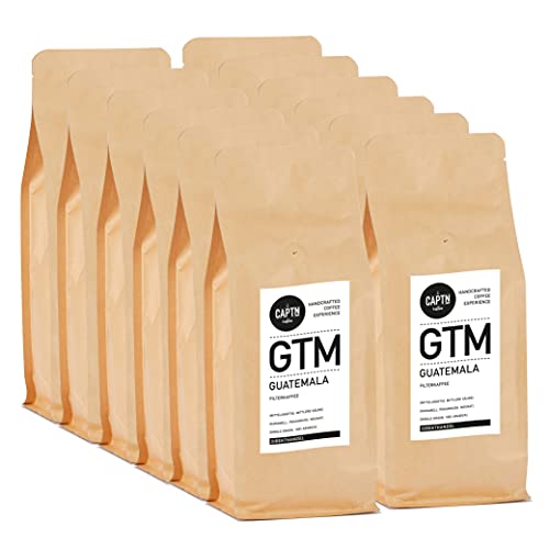 CAPTN Coffee GUATEMALA Gemahlener Röstkaffee, Filterkaffee | Mittelkräftig, Karamell, Pekannuss, Nougat | 12er Pack (12 x 500 g) (GUATEMALA) von CAPTN Coffee